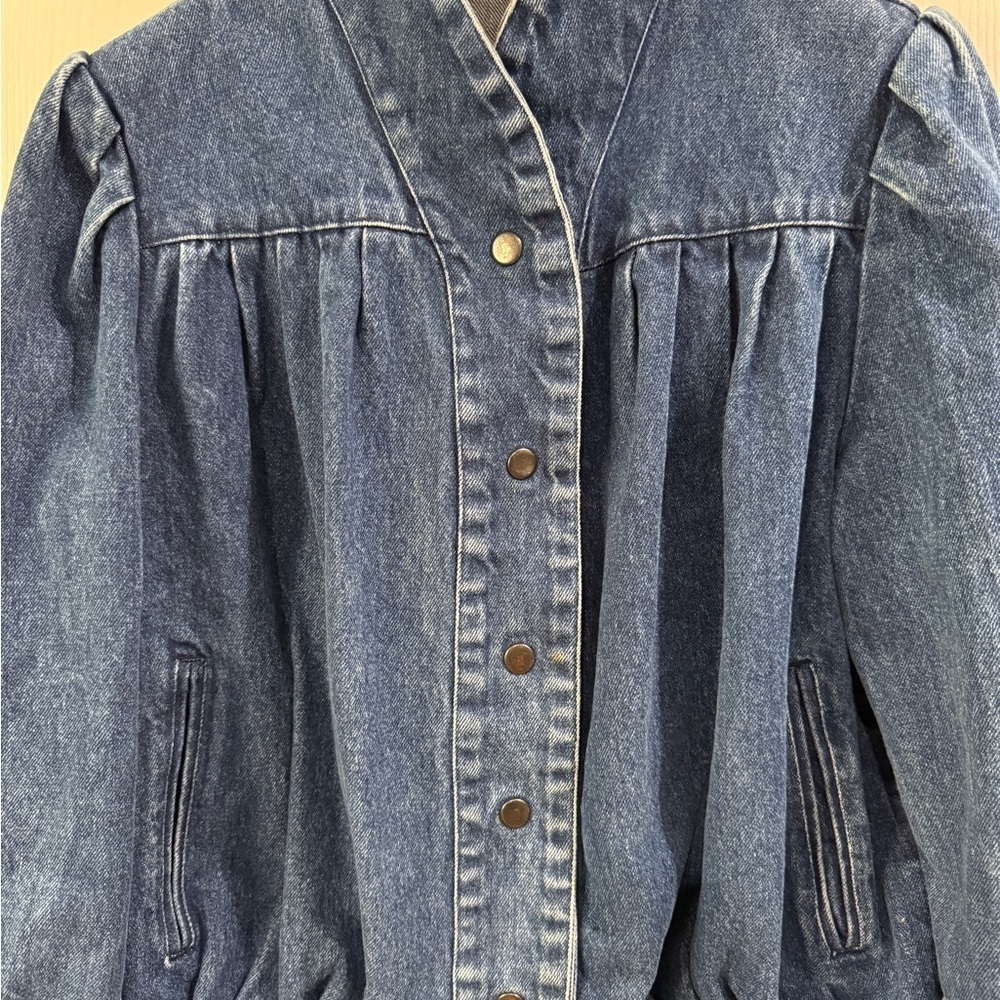 VTG brand tag missing Denim Women's Pleated Snap Front Jacket Western Cottage - Picture 3 of 8